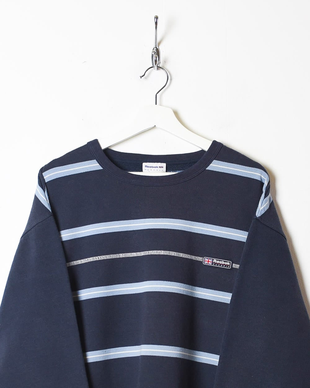 Navy Reebok Classic Striped Sweatshirt - Large