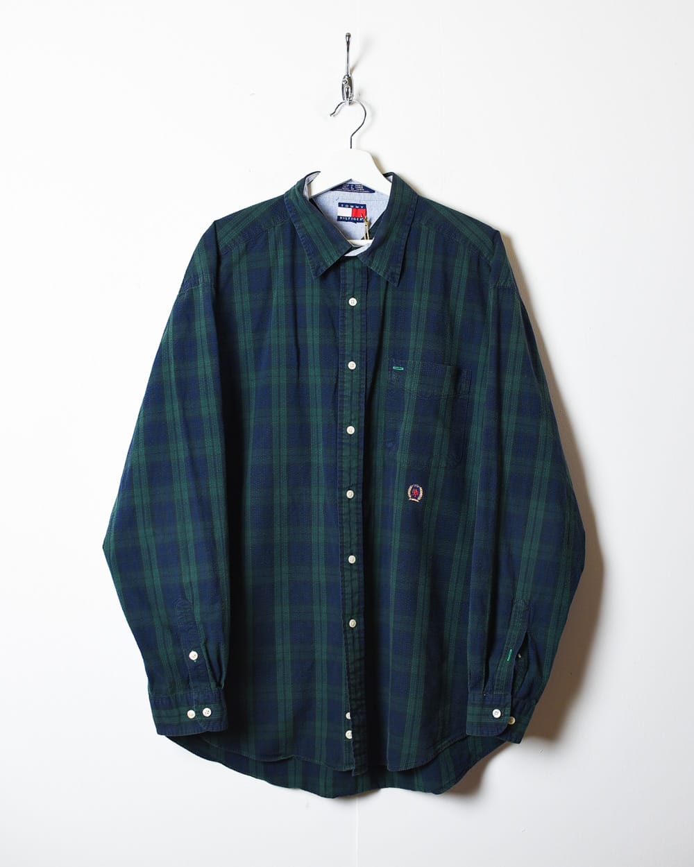 Green Tommy Hilfiger Checked Textured Shirt - X-Large