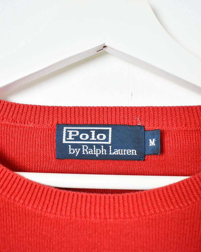 Red Polo Ralph Lauren Striped Knitted Sweatshirt - Small