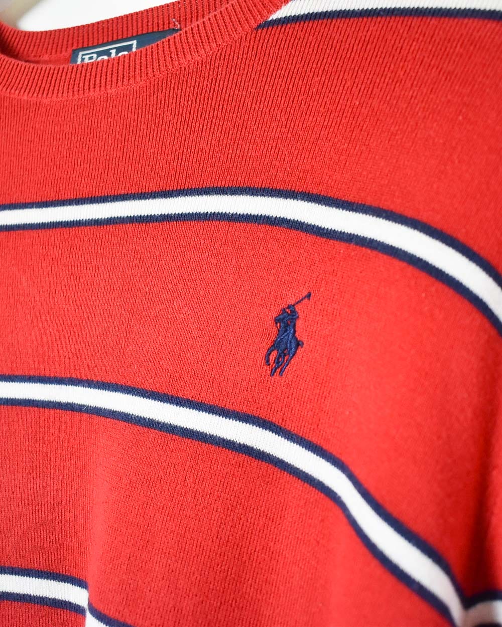 Red Polo Ralph Lauren Striped Knitted Sweatshirt - Small