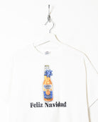 White Corona Extra Feliz Navidad Graphic T-Shirt - Medium