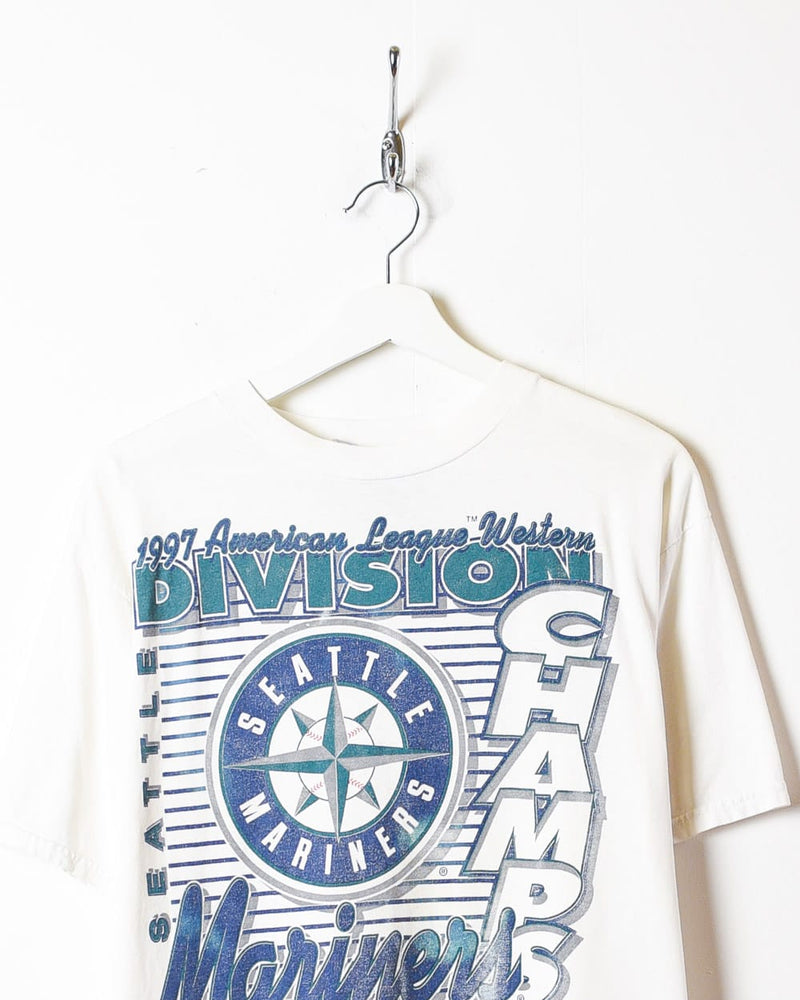 Vintage 90s White MLB Seattle Mariners 1997 Division Champs T