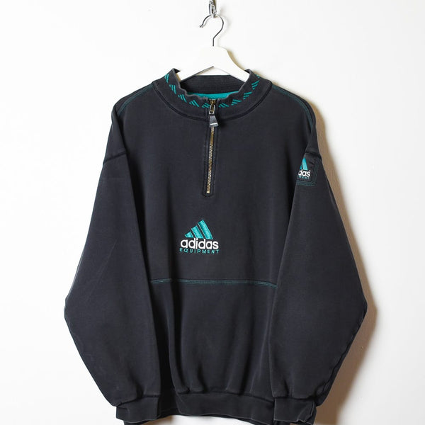 Vintage 90s Black Adidas Equipment 1/4 Zip Sweatshirt - Large