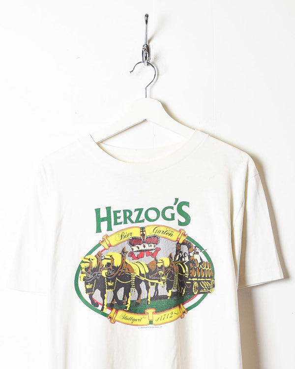 White Herzog's 80s Single Stitch T-Shirt - Medium
