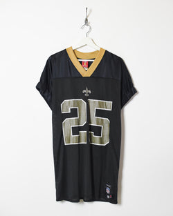 Vintage 00s Nylon Black Reebok X NFL New Orleans Saints 25 Jersey