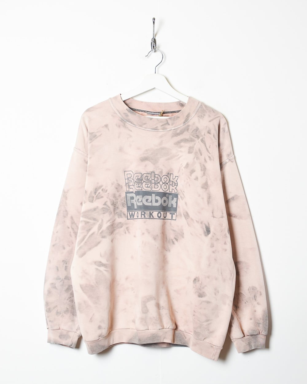 Pink Reebok Workout Acid Washed Sweatshirt - Large