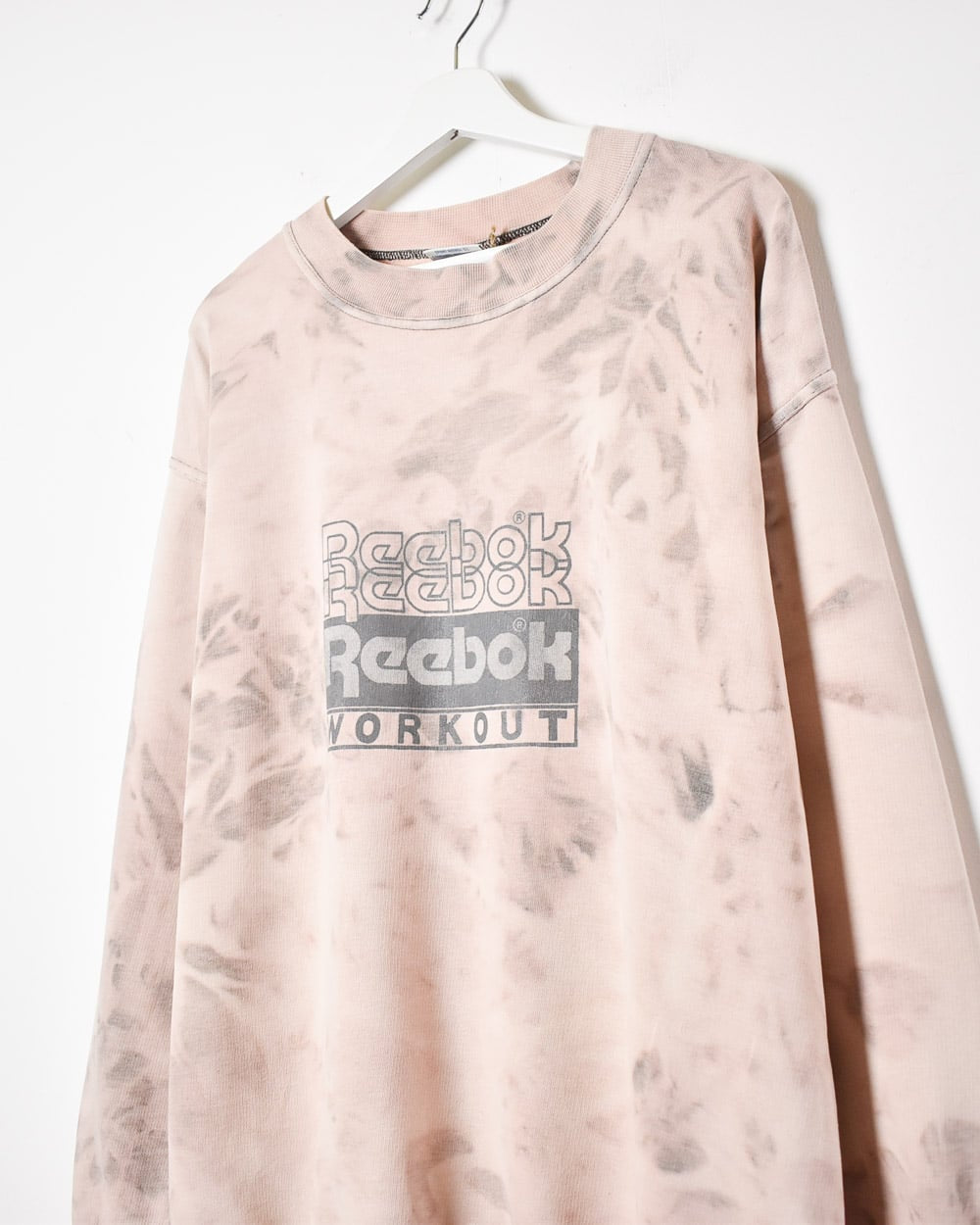 Pink Reebok Workout Acid Washed Sweatshirt - Large