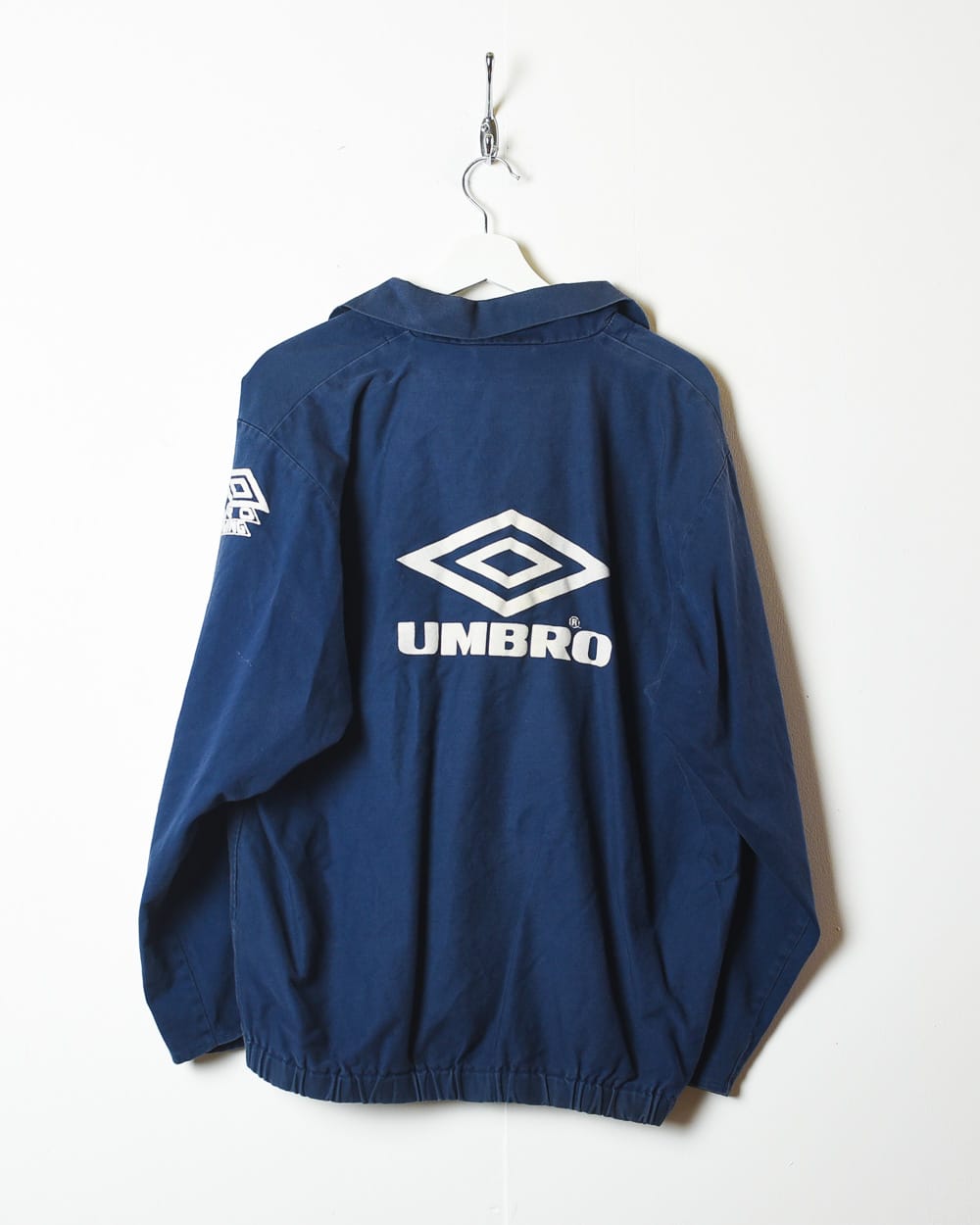 Vintage 90s Navy Umbro Pullover Drill Jacket - Large Cotton 