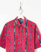 Red Wrangler Short Sleeved Button Down Shirt - Medium