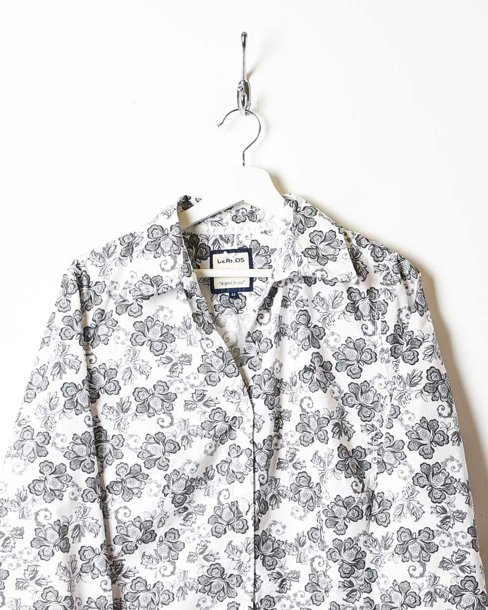 Grey Patterned All-Over Print Shirt - Large Women's
