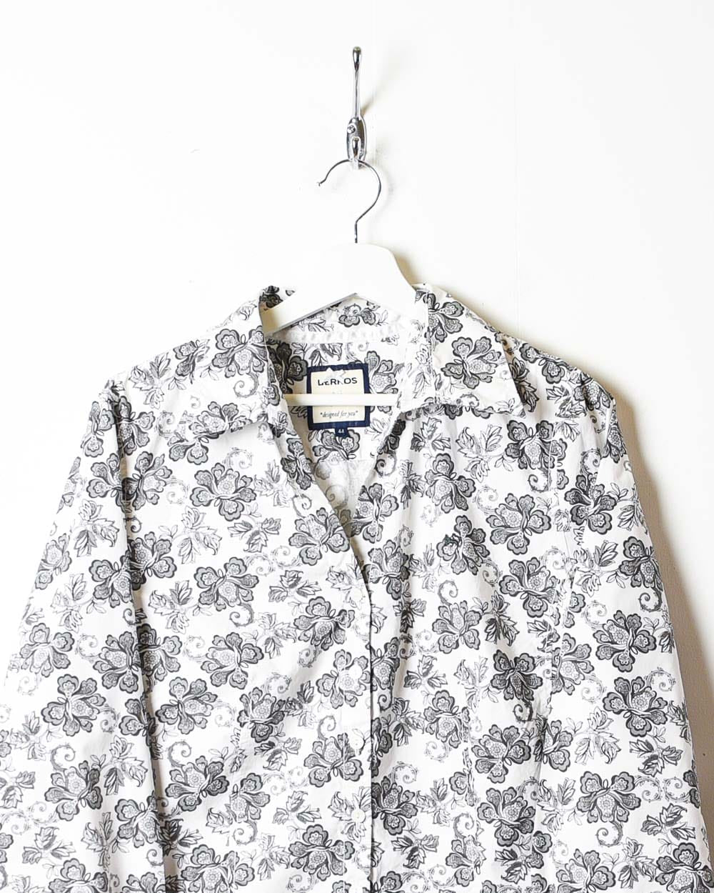 Grey Patterned All-Over Print Shirt - Large Women's