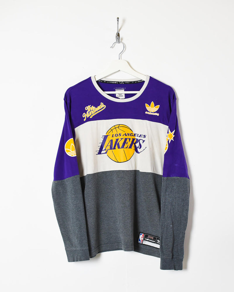 Vintage 10s+ Cotton Colour-Block Stone Adidas X The Hundreds X Los Angeles Lakers  Long Sleeved T-Shirt - Medium– Domno Vintage