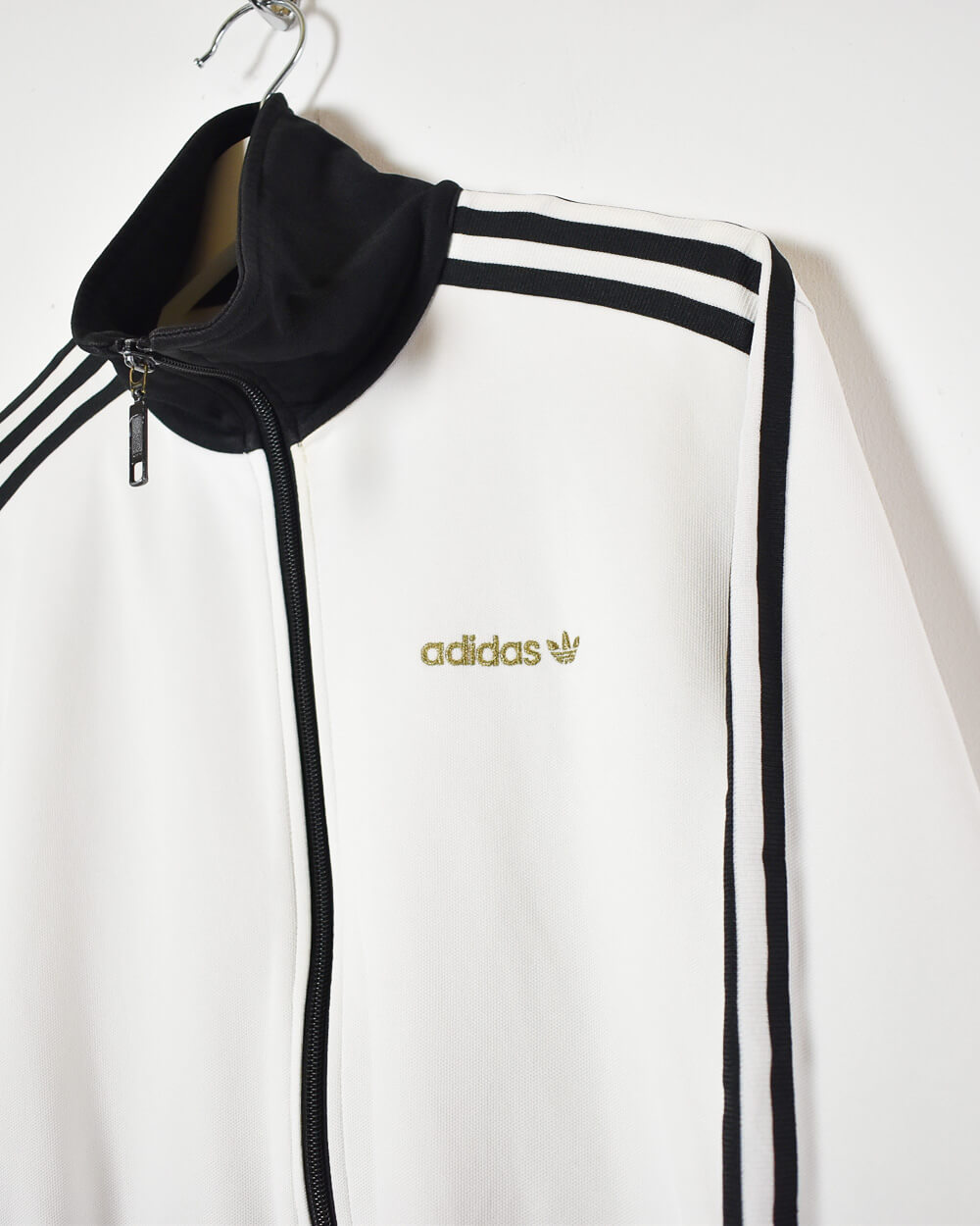 White Adidas Tracksuit Top - Small
