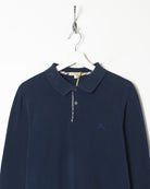 Navy Burberry Brit Long Sleeved Polo Shirt - Medium Women's