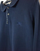 Navy Burberry Brit Long Sleeved Polo Shirt - Medium Women's