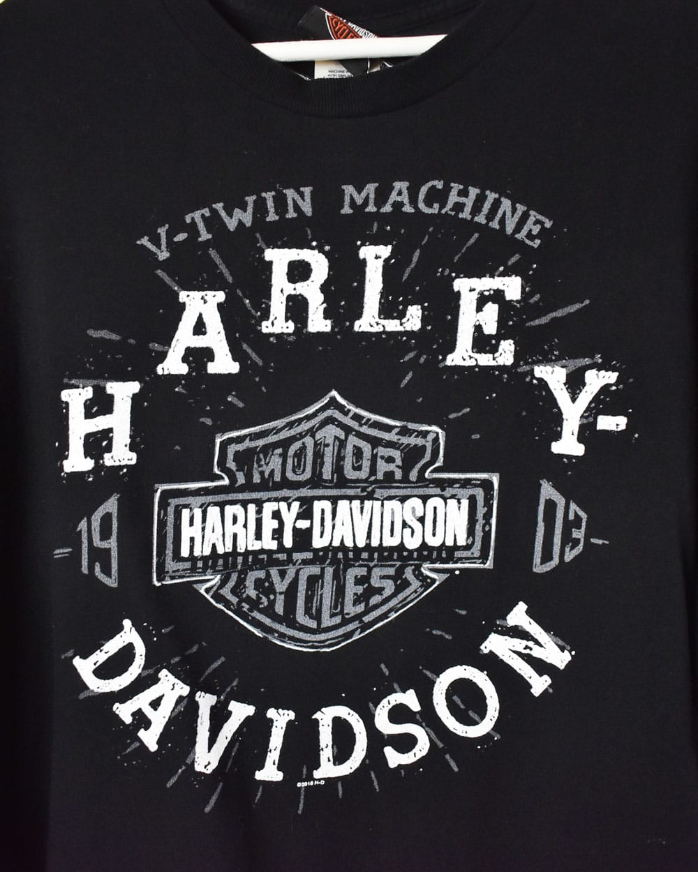 Black Harley Davidson V-Twin Machine T-Shirt - X-Large