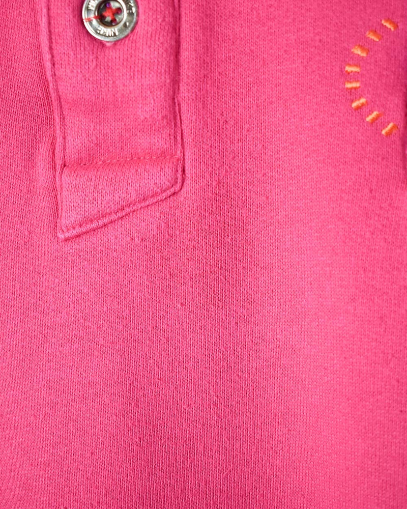 Pink Nike Swoosh Collared Sweatshirt - Small