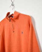 Orange Ralph Lauren 1/4 Zip Sweatshirt - Large