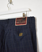 Navy Yves Saint Laurent Textured Trousers - W36 L34