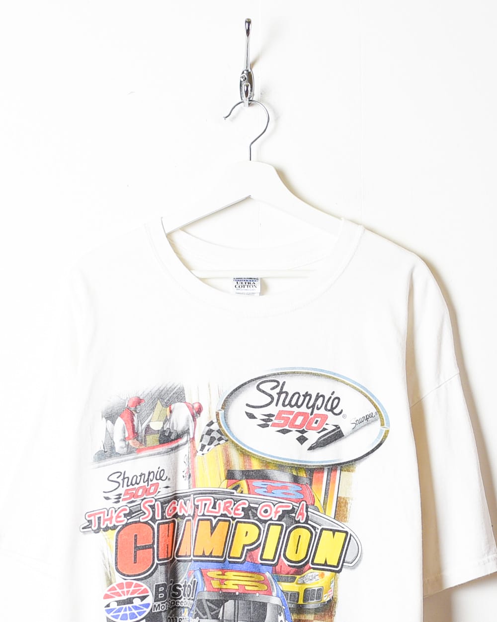 White Nascar Sharpie 500 The Signature Of A Champion Bristol Motor Speedway 2003 T-Shirt - XX-Large