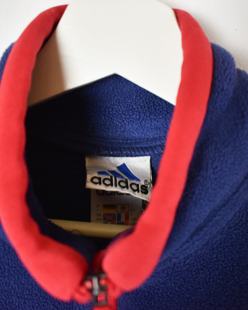 Blue Adidas 1/4 Zip Colour Block Fleece - Small