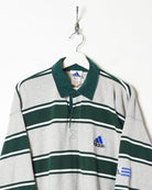 Stone Adidas Striped Rugby Shirt - X-Large