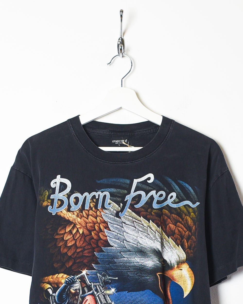 Black Born Free Eagle Motorcycle Graphic T-Shirt - Medium