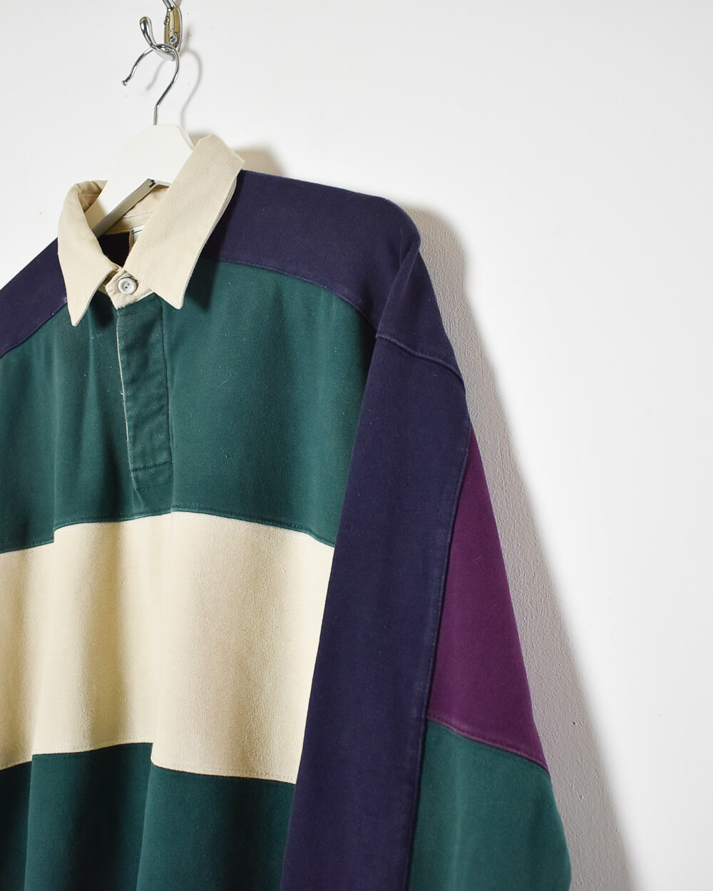 Green Vintage Colour Block Rugby Shirt - Medium