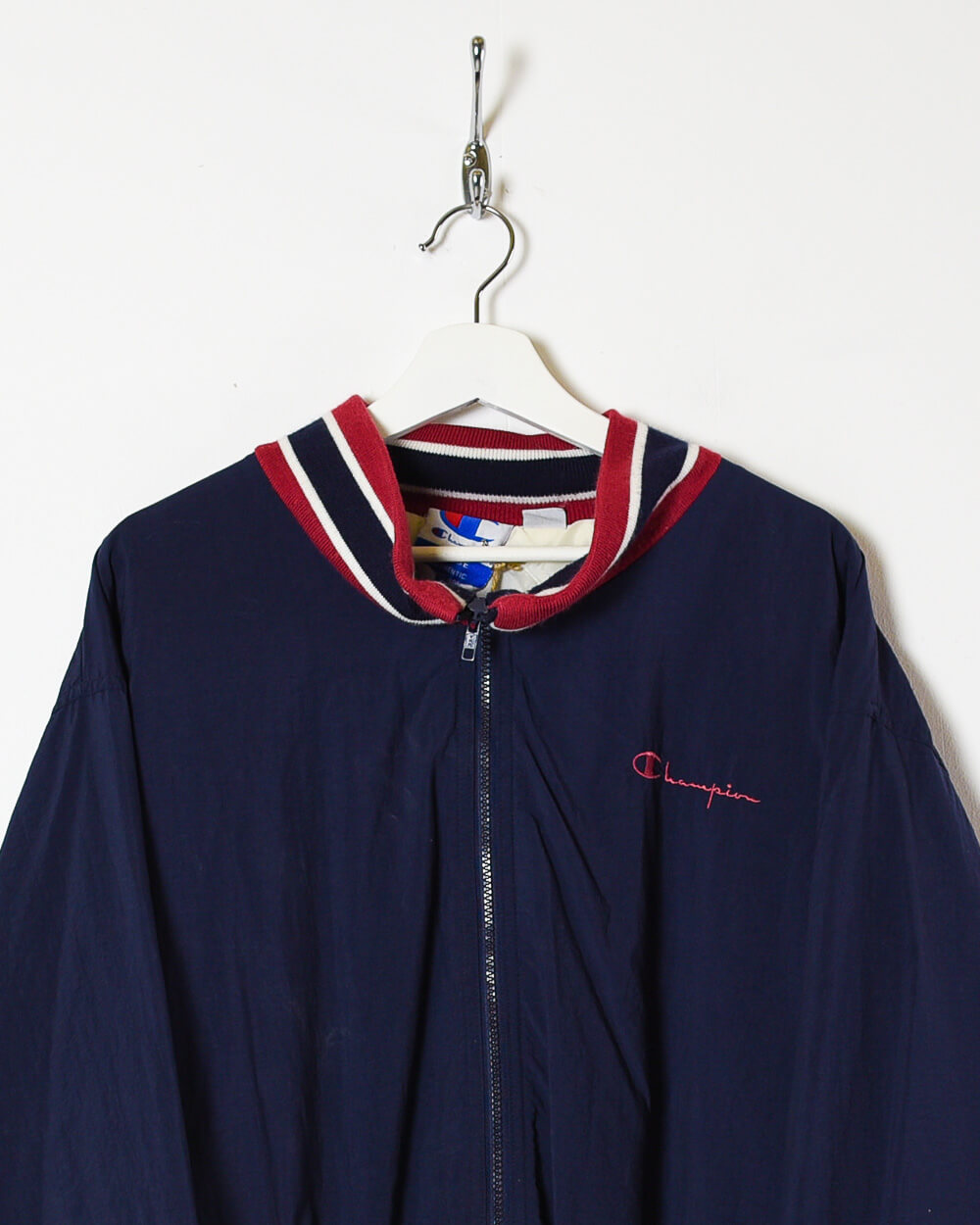 Vintage 90s Nylon Plain Navy Champion Jacket - X-Large – Domno Vintage