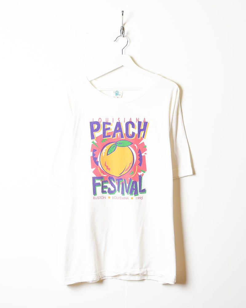 Vintage 90s White Louisiana Peach Festival 1995 T-Shirt - XX-Large Cotton–  Domno Vintage