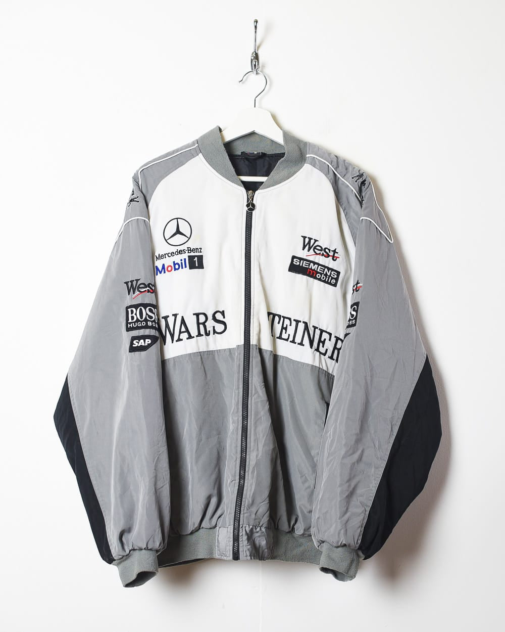 McLaren F1 Wool Blend Leather Patch Varsity Bomber Jacket - REISS