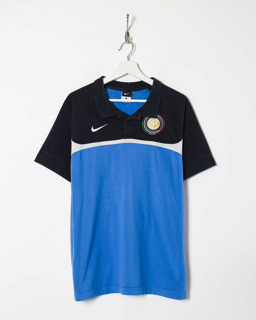 cortina Dólar Sumergido Vintage 10s+ Cotton Colour-Block Blue Nike Inter Milan Polo Shirt - Large–  Domno Vintage