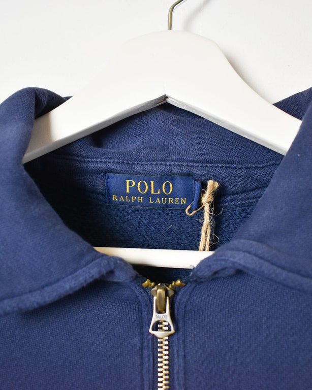 Navy Polo Ralph Lauren USA 1/4 Zip Sweatshirt - Large