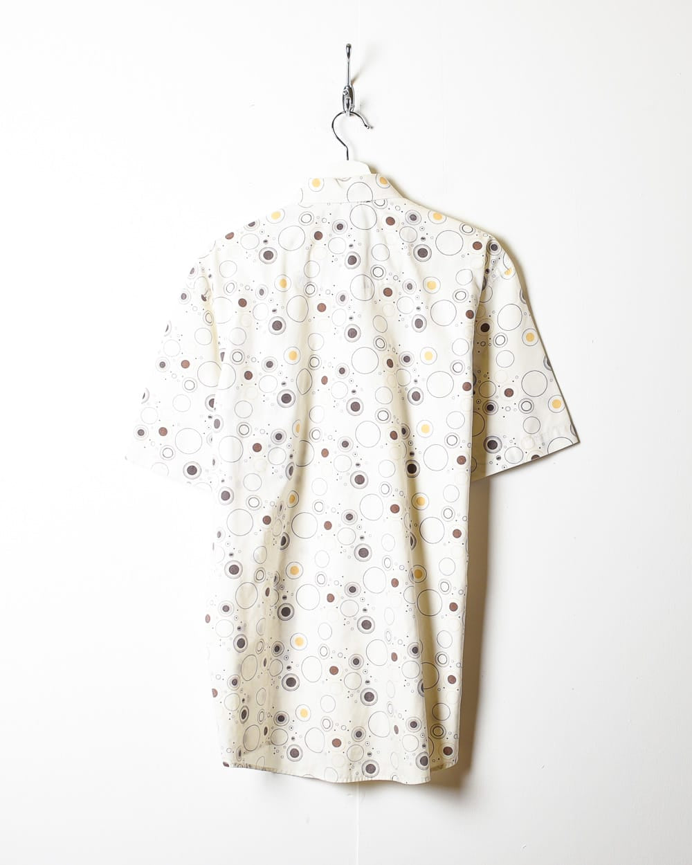 White Patterned All-Over Print Short Sleeved Shirt - Medium
