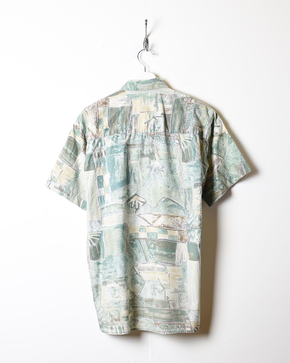 Green Patterned All-Over Print Short Sleeved Shirt - Medium