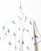 White Patterned All-Over Print Short Sleeved Shirt - Small