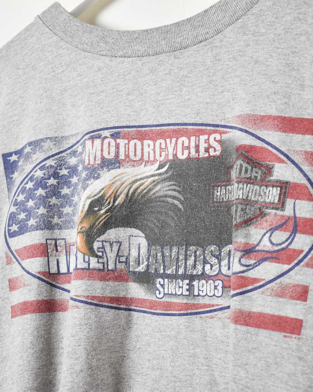 Stone Harley Davidson Eagle Flag Graphic T-Shirt - X-Large