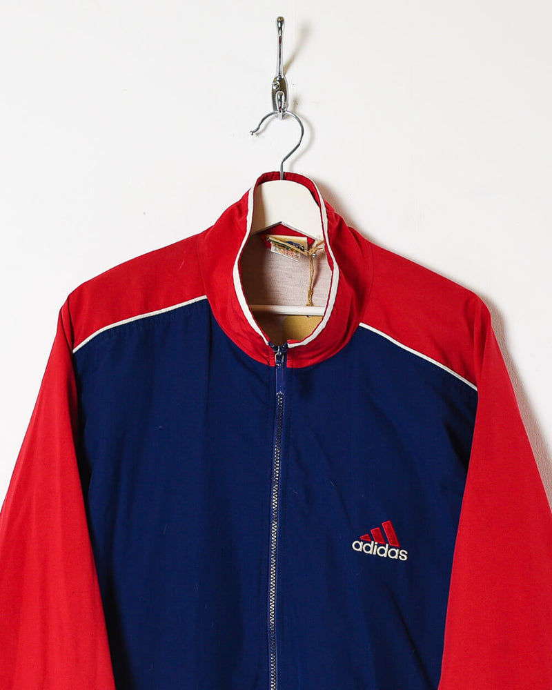 Vintage 90s Polyester Colour-Block Navy Adidas Windbreaker Jacket
