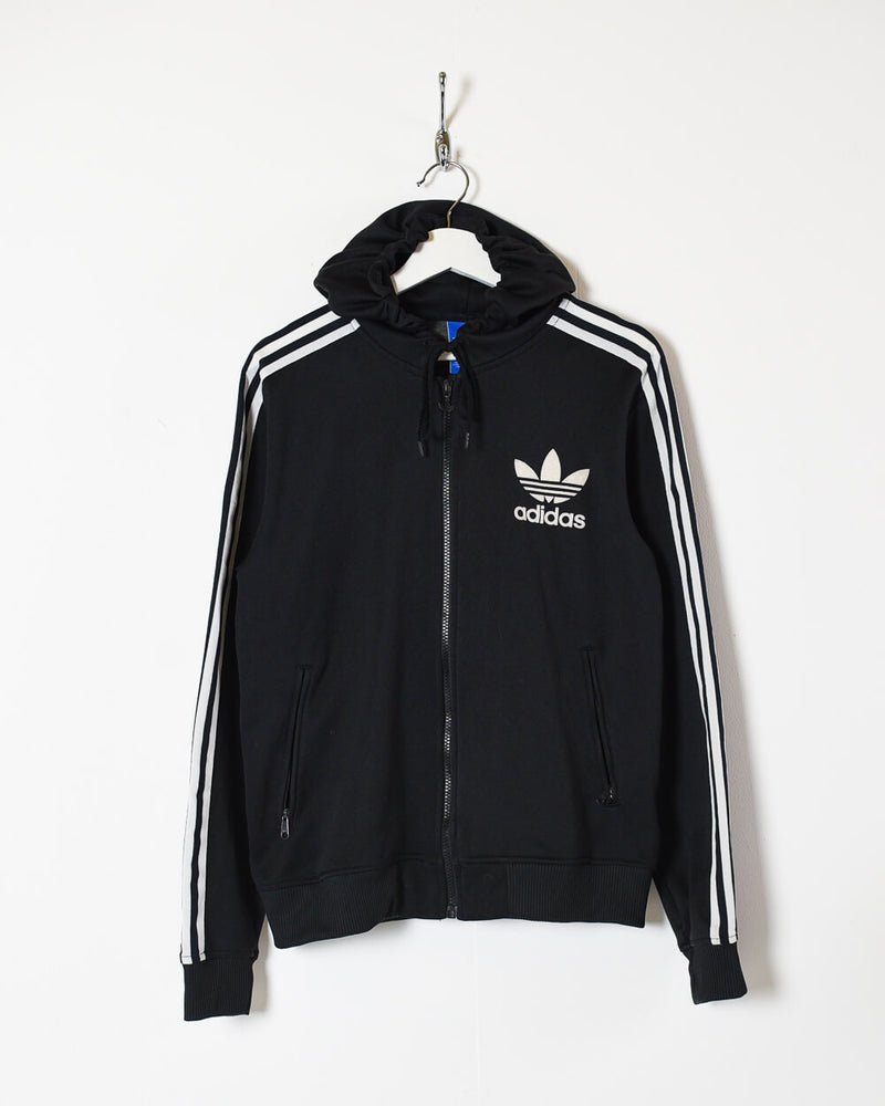 Black Adidas Hooded Tracksuit Top - Small