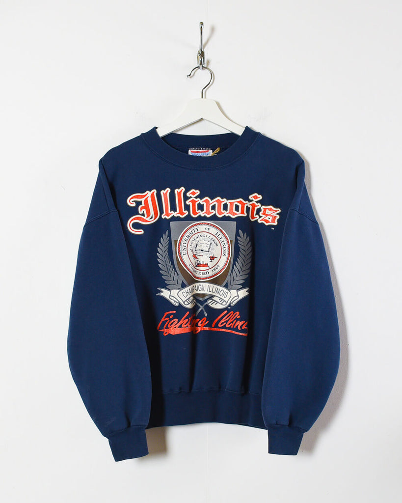 Vintage 90s Navy Dodger University of Illinois Fighting Sweatshirt - Small  Cotton mix– Domno Vintage
