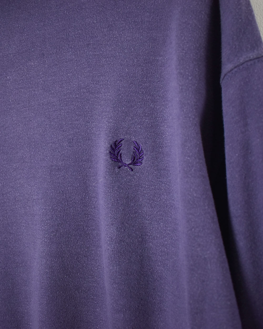 Purple Fred Perry Turtle Neck Sweatshirt - Large