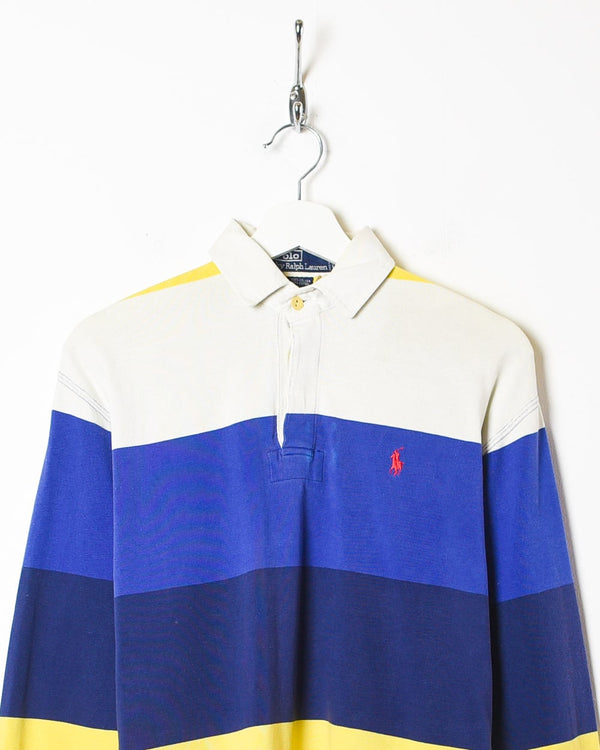 Blue Polo Ralph Lauren Striped Rugby Shirt - Small