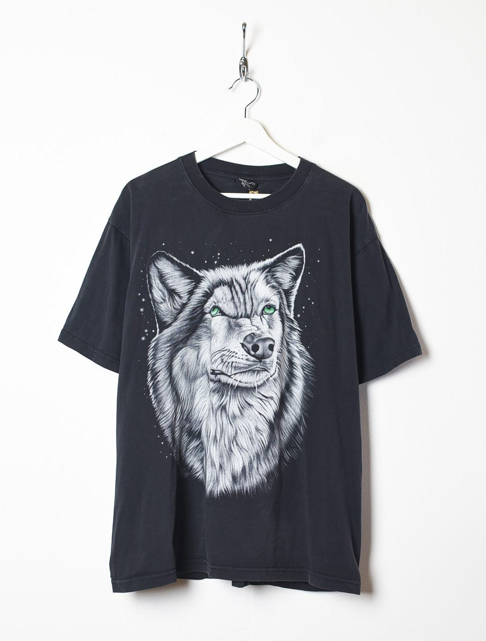 Black Tabsons Wolf Graphic T-Shirt - X-Large