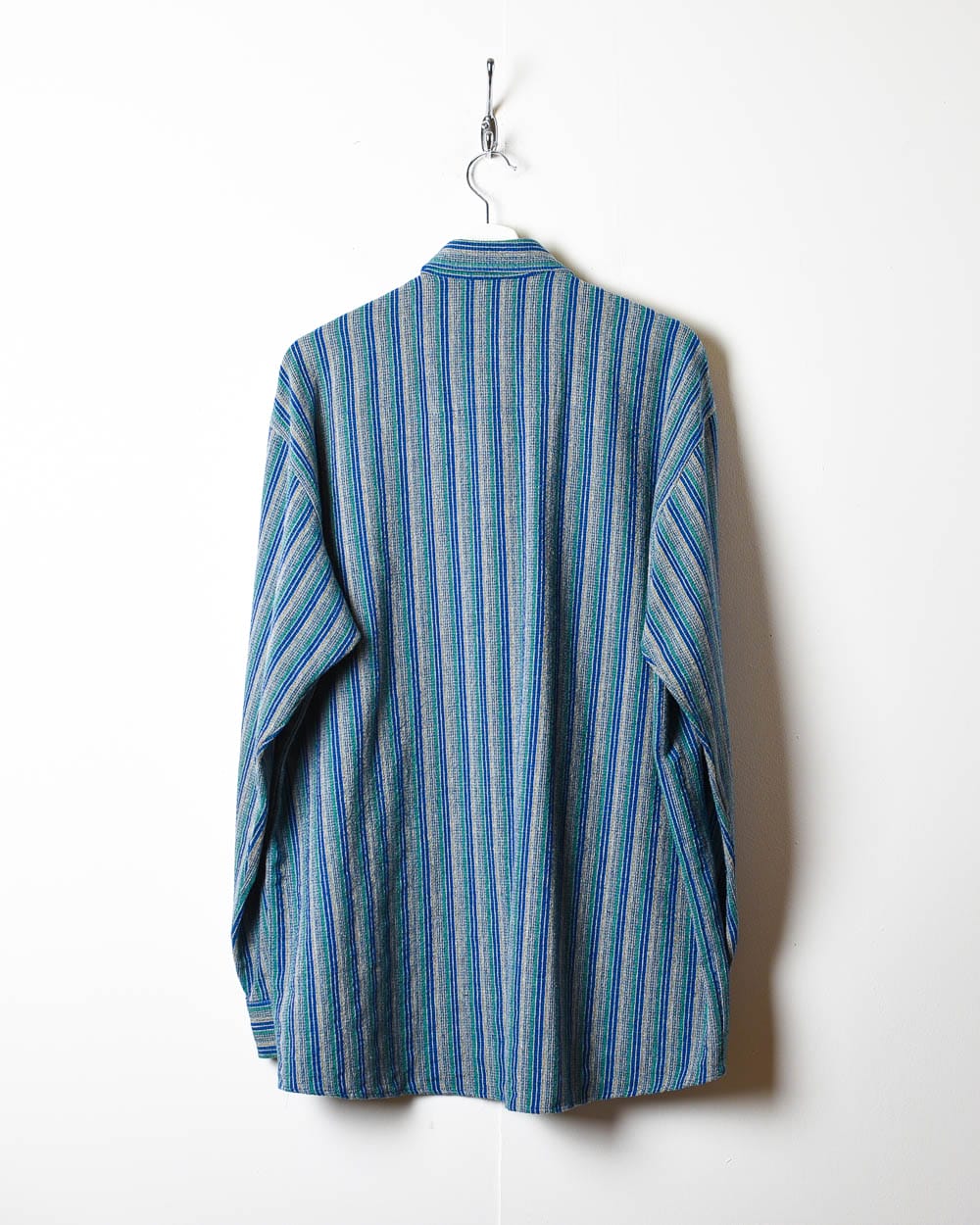 Blue Textured Striped Shirt - Large