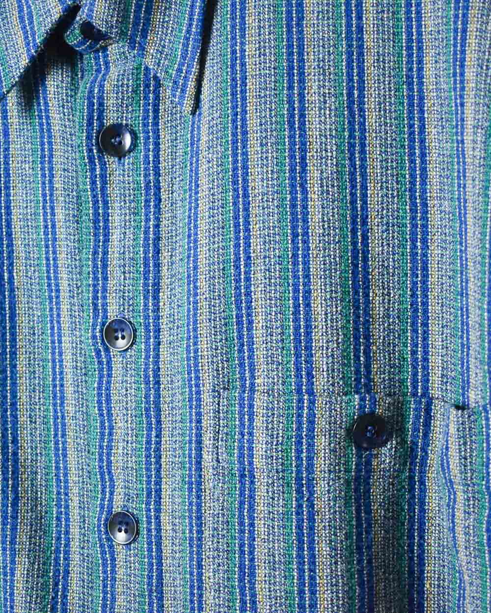 Blue Textured Striped Shirt - Large