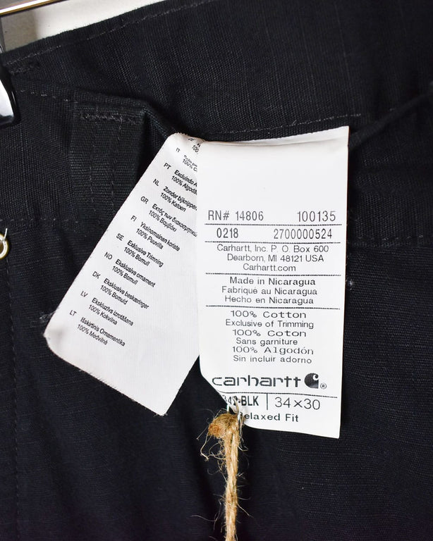 Black Carhartt Double Knee Carpenter Cargo Jeans - W34 L30