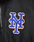 Black Majestic X MLB Authentic New York Mets 1/4 Zip Windbreaker Jacket - Large