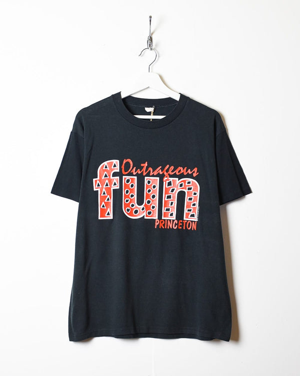 Black Outrageous Fun Princeton 80s Single Stitch T-Shirt - Medium