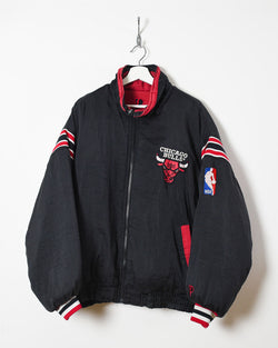 Vintage 90s Black Starter Chicago Bulls 1/4 Zip Hooded Jacket - Large  Nylon– Domno Vintage
