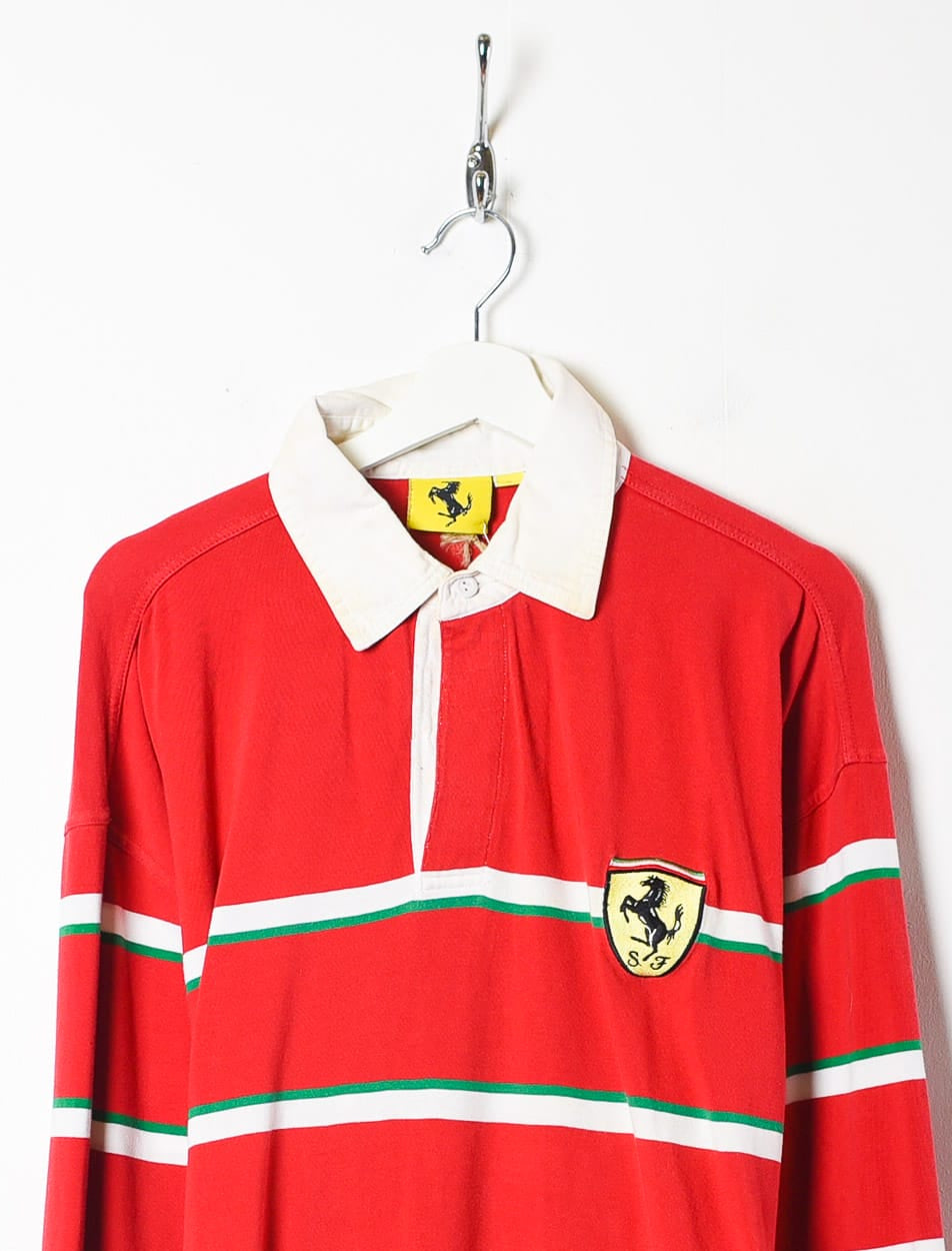 Red Scudaria Ferrari Long Sleeved Polo Shirt - X-Large